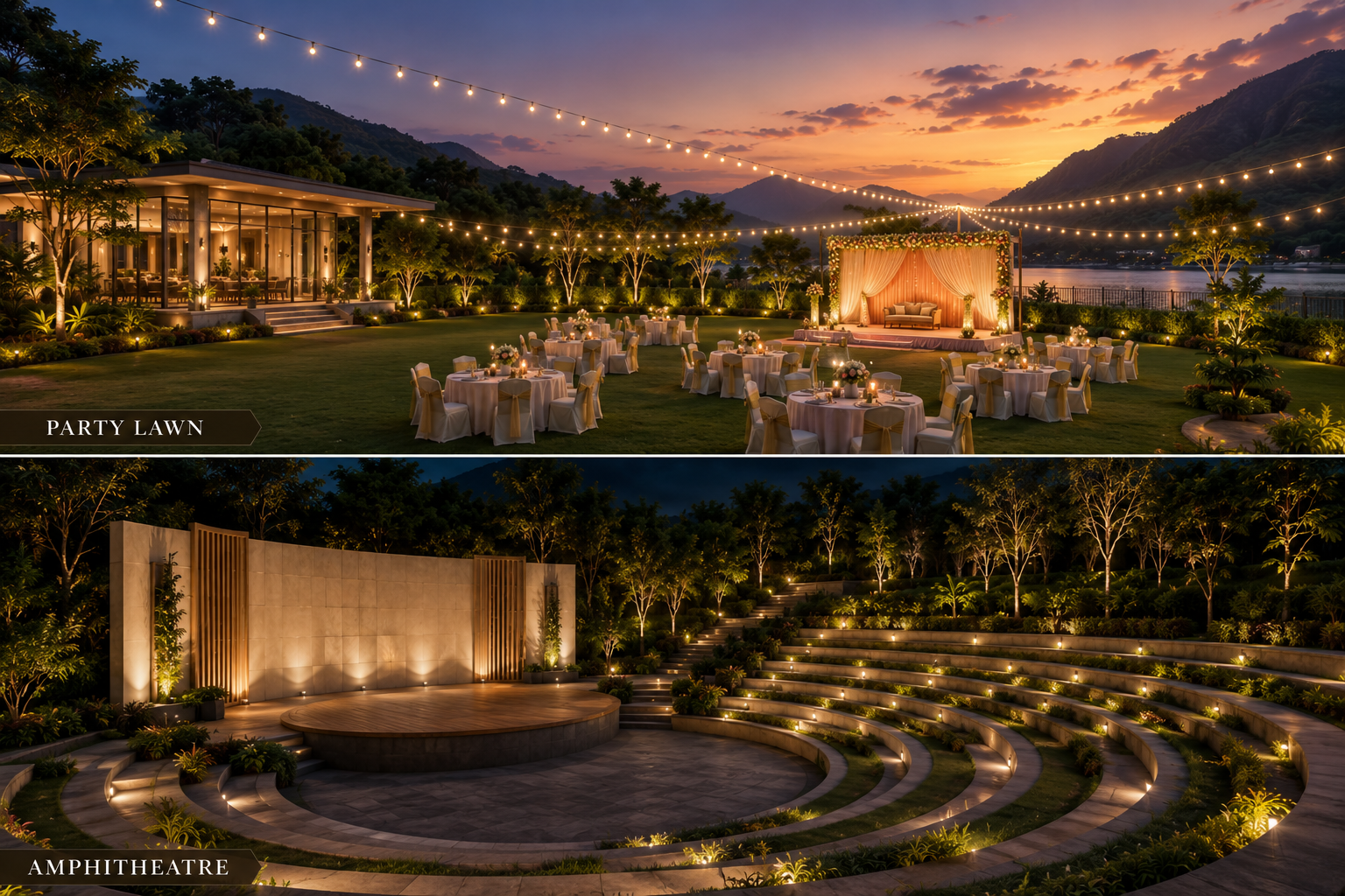 Party lawn and amphitheatre at Bella Vista Botarwadi
